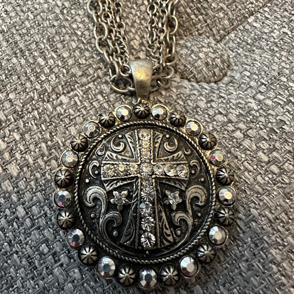 Western crystal cross necklace